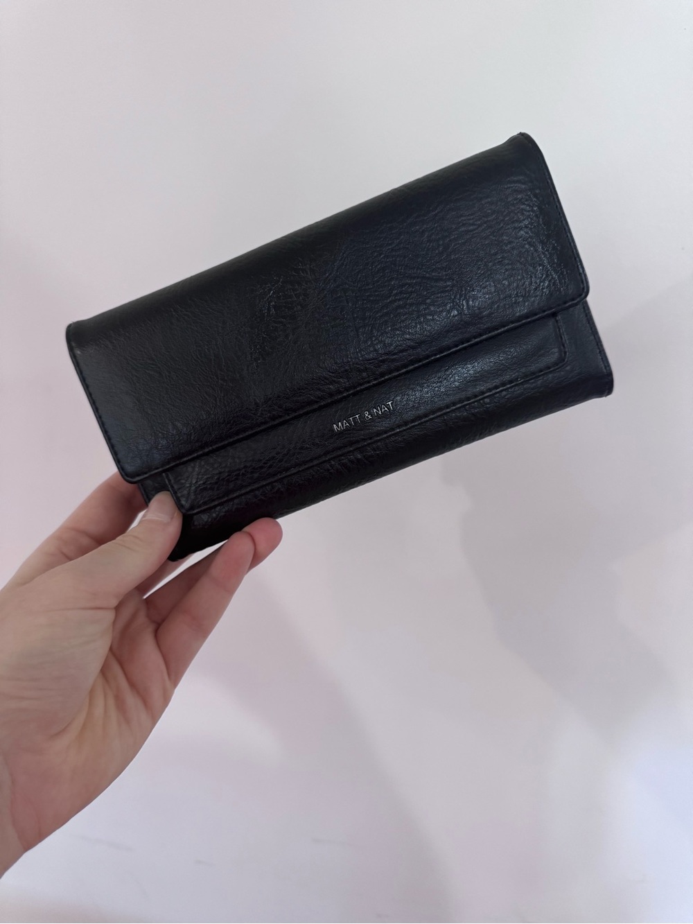 Matt & Nat Black Fold-Over Vegan Leather Wallet